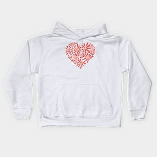 Coral Daisy Heart Kids Hoodie